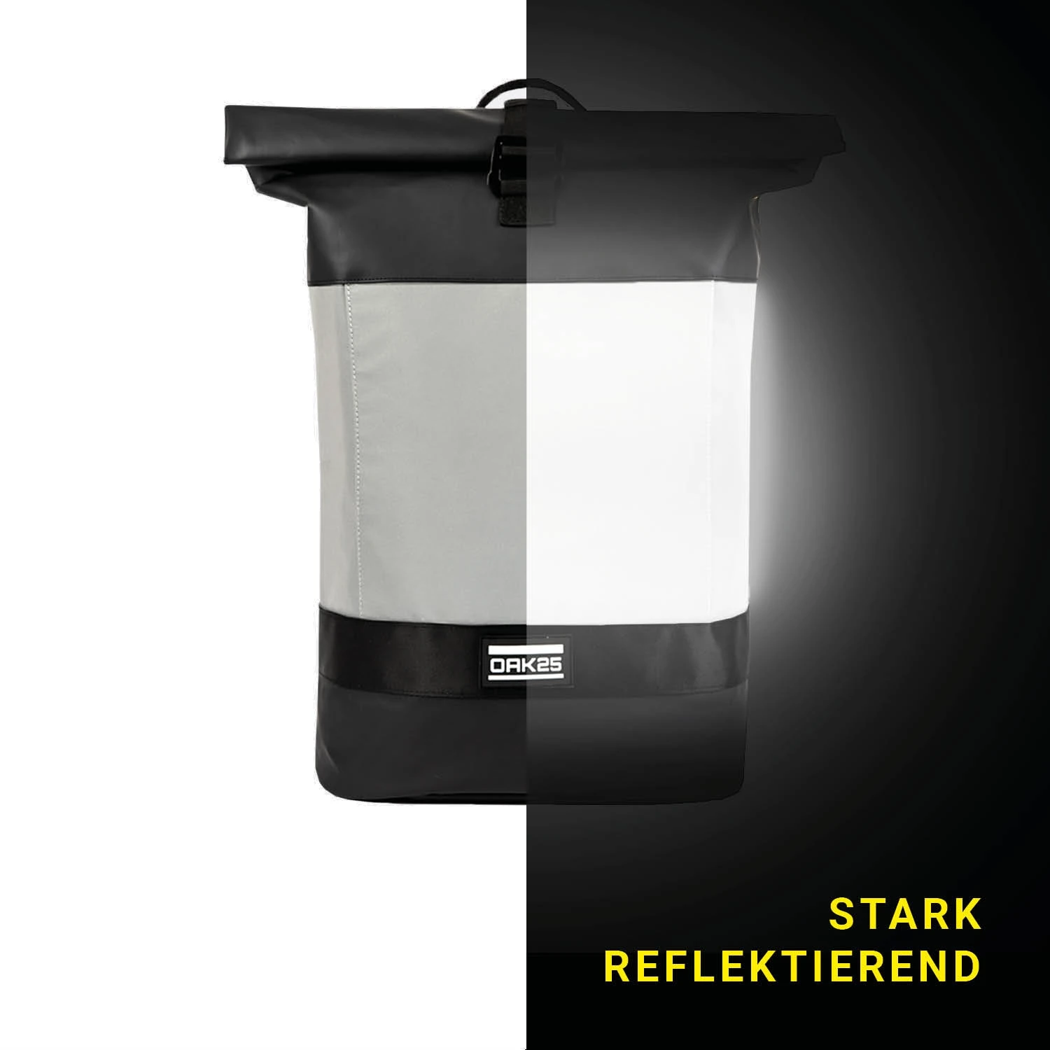 OAK25 Reflective Rolltop Backpack - Black 5 OAK25 Reflective Rolltop Backpack - Black - Afbeelding 4